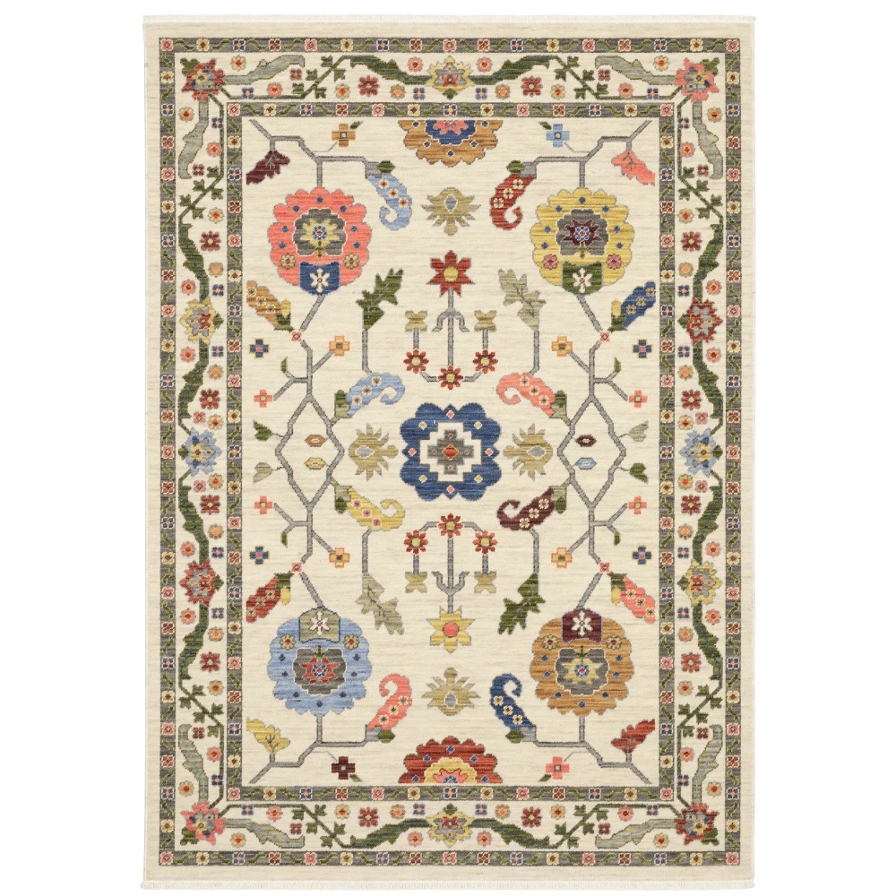 Lucca 5506W Ivory/ Multi Indoor Area Rug - 3'3