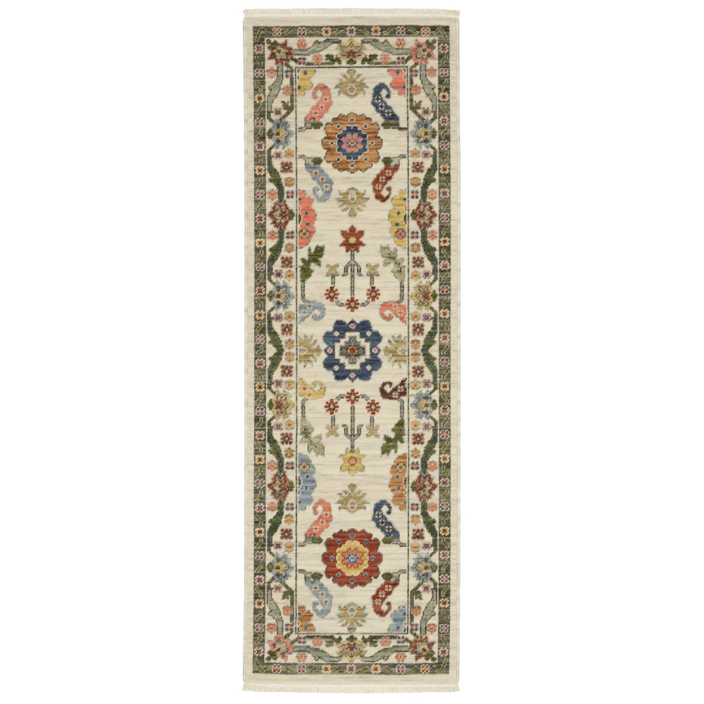 Lucca 5506W Ivory/ Multi Indoor Area Rug - 2' x 6'