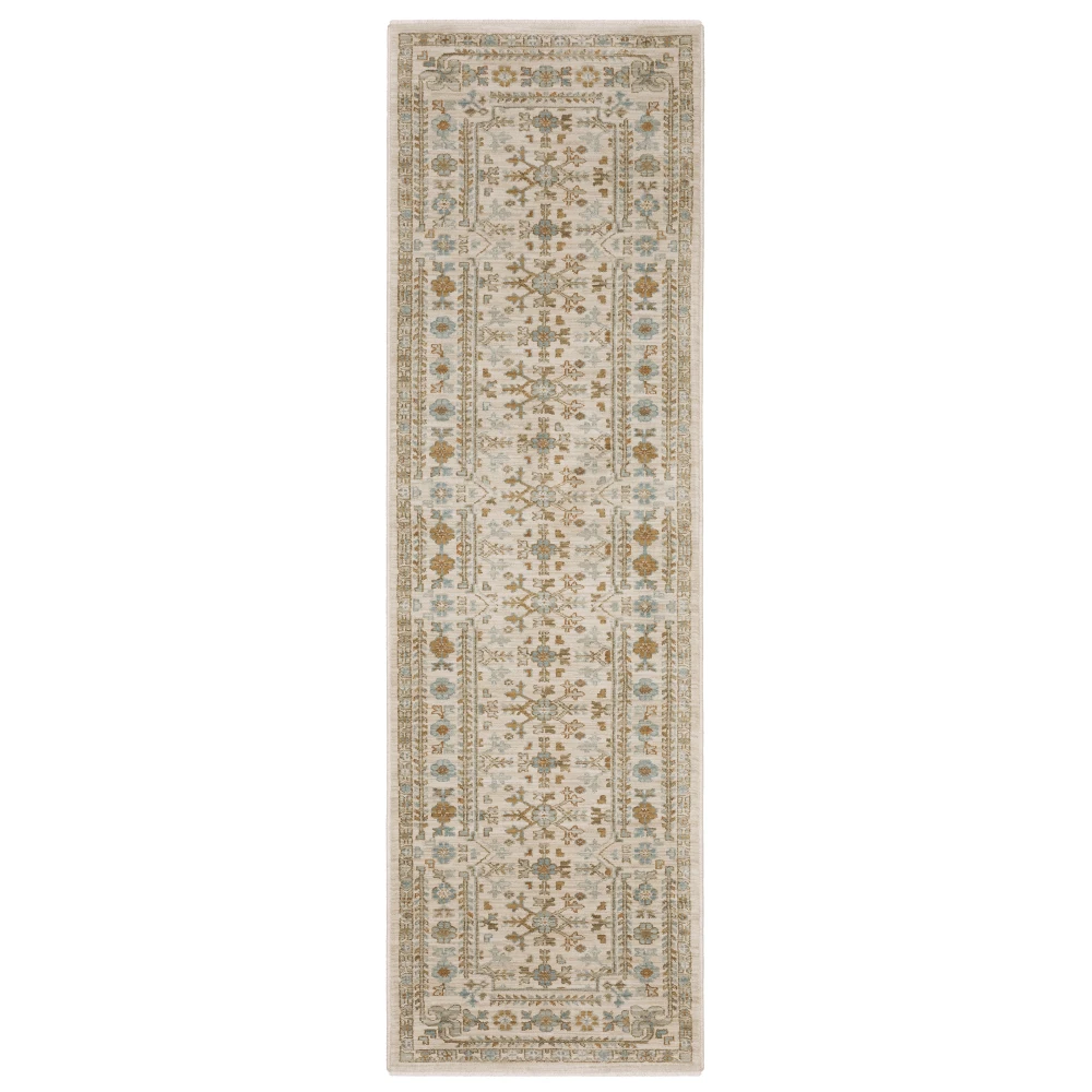 Maeve MAE01 Ivory/ Teal Indoor Area Rug - 2'3