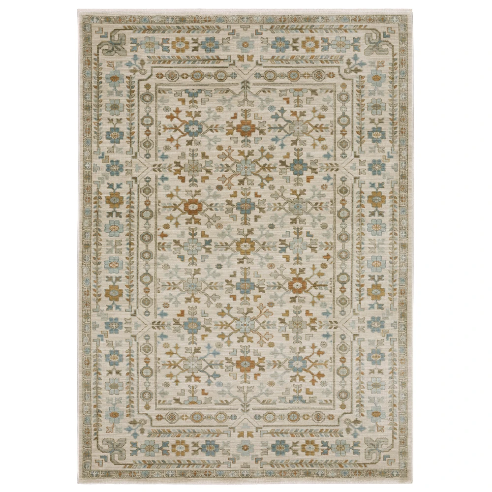 Maeve MAE01 Ivory/ Teal Indoor Area Rug - 3'3