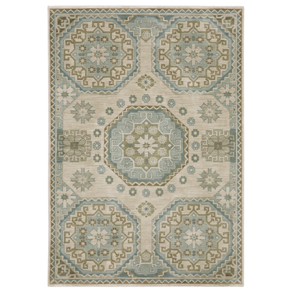 Maeve MAE03 Beige/ Teal Indoor Area Rug - 3'3
