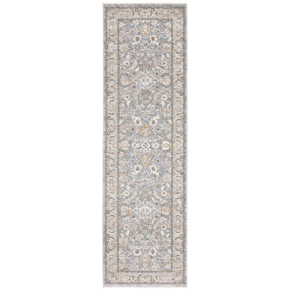 Maharaja 070E1 Grey/Blue Indoor Area Rug - 2'3