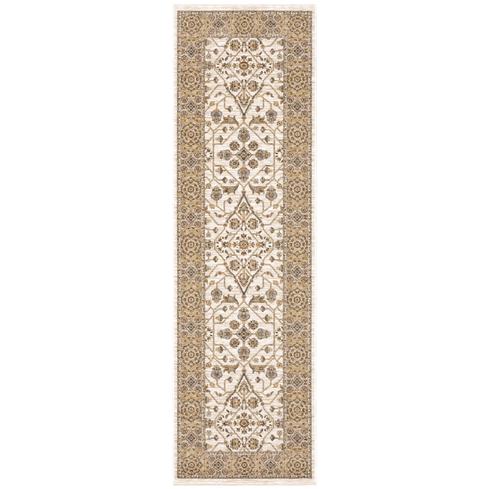 Maharaja 001J1 Ivory/ Gold Indoor Area Rug - 2'3