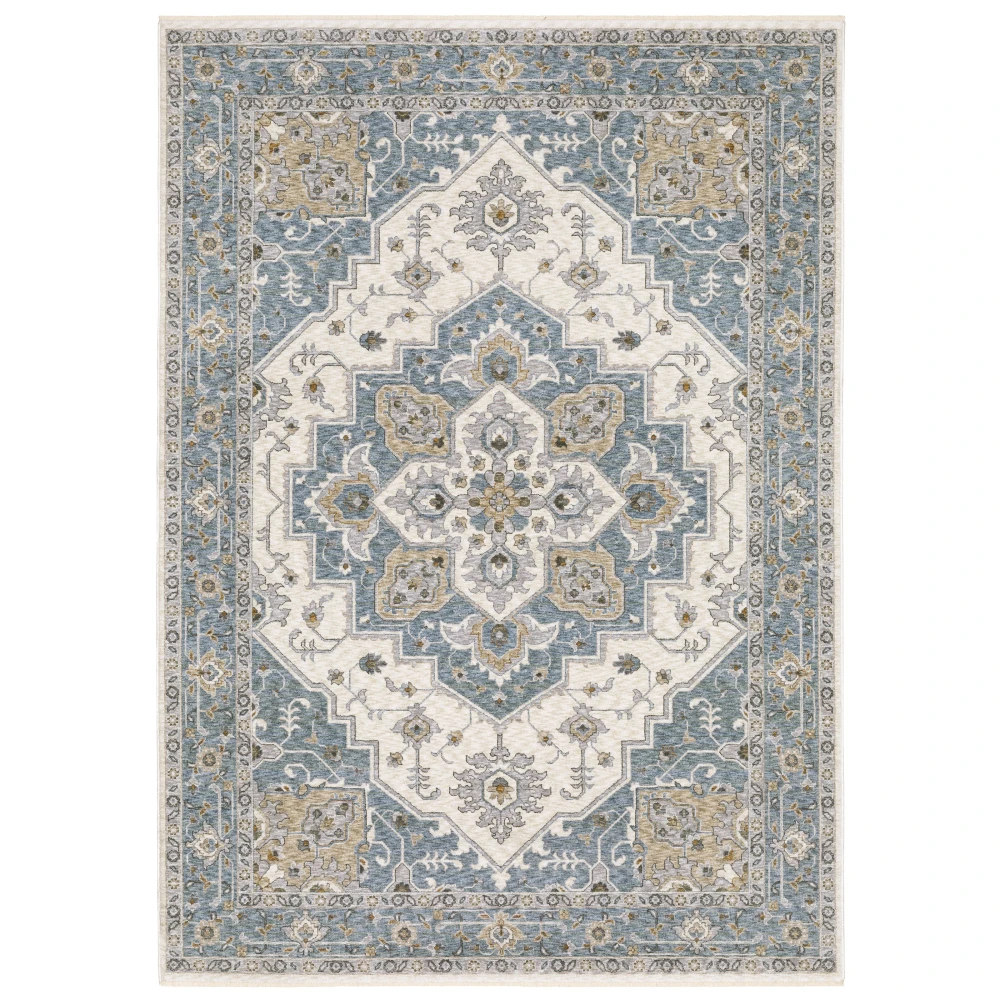 Maharaja 051F1 Blue/ Ivory Indoor Area Rug - 3'3