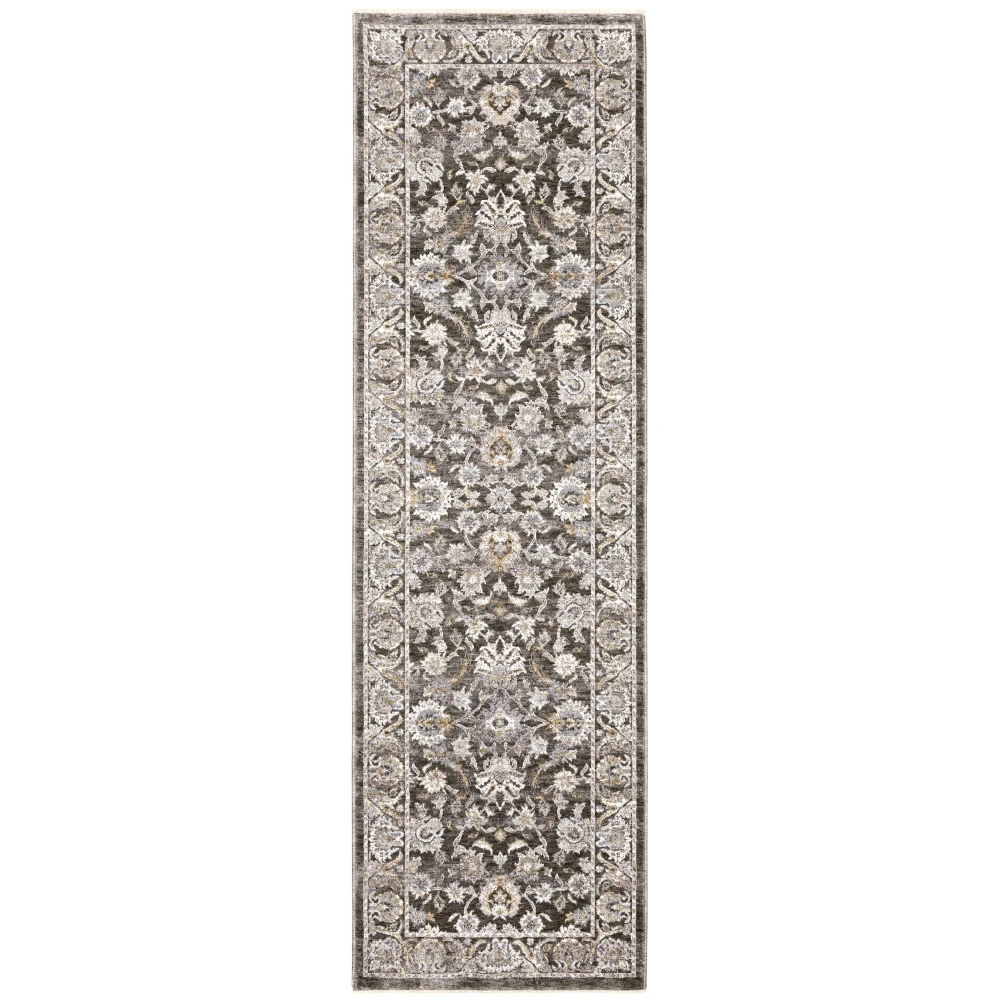 Maharaja 070N1 Charcoal/Grey Indoor Area Rug - 2'3