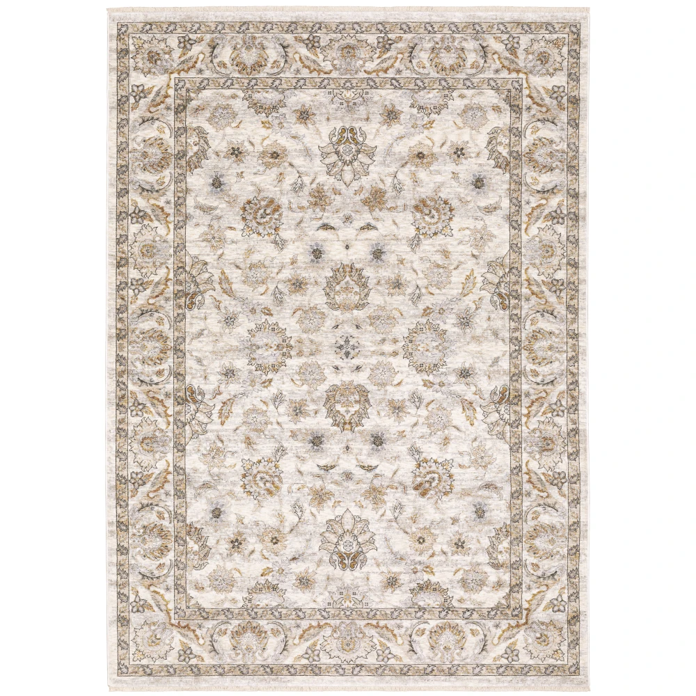 Maharaja 070W1 Ivory/ Grey Indoor Area Rug - 9'10