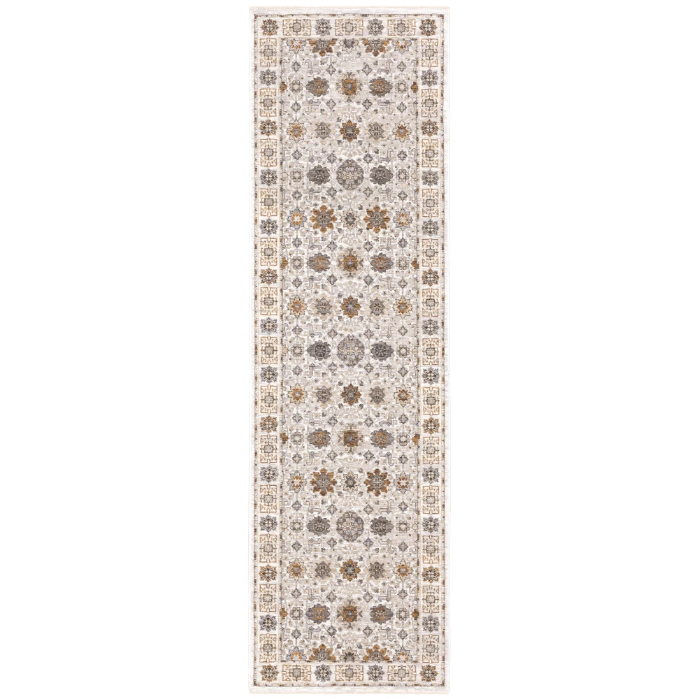 Maharaja 071W1 Ivory/ Gold Indoor Area Rug - 2'3