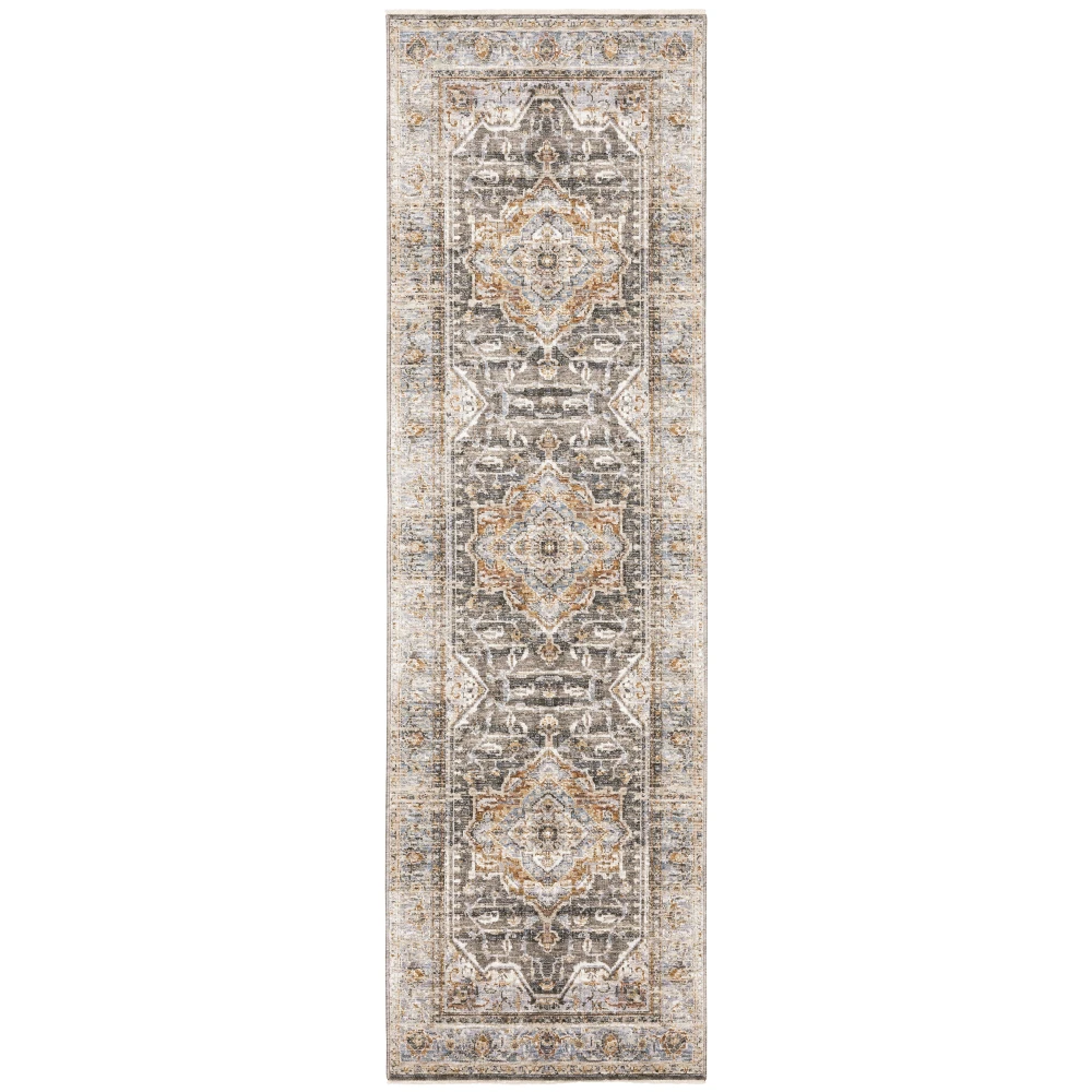Maharaja 1803X Grey/ Blue Indoor Area Rug - 2'3