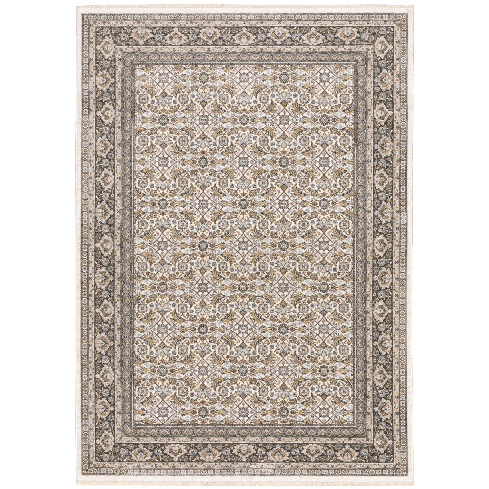 Maharaja 2061N Ivory/ Grey Indoor Area Rug - 5'3