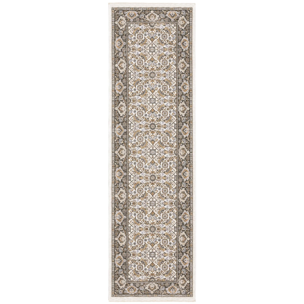 Maharaja 2061N Ivory/ Grey Indoor Area Rug - 2'3