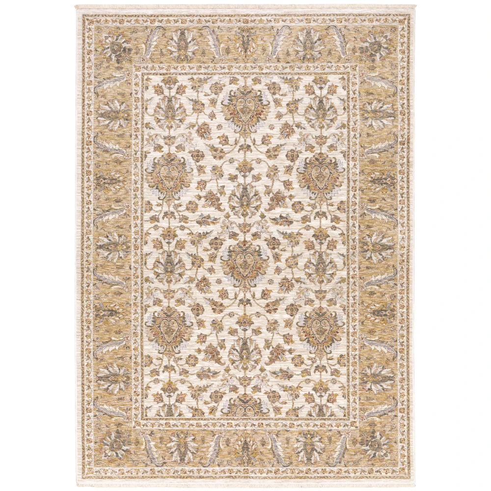 Maharaja 5091W Ivory/ Gold Indoor Area Rug - 3'3