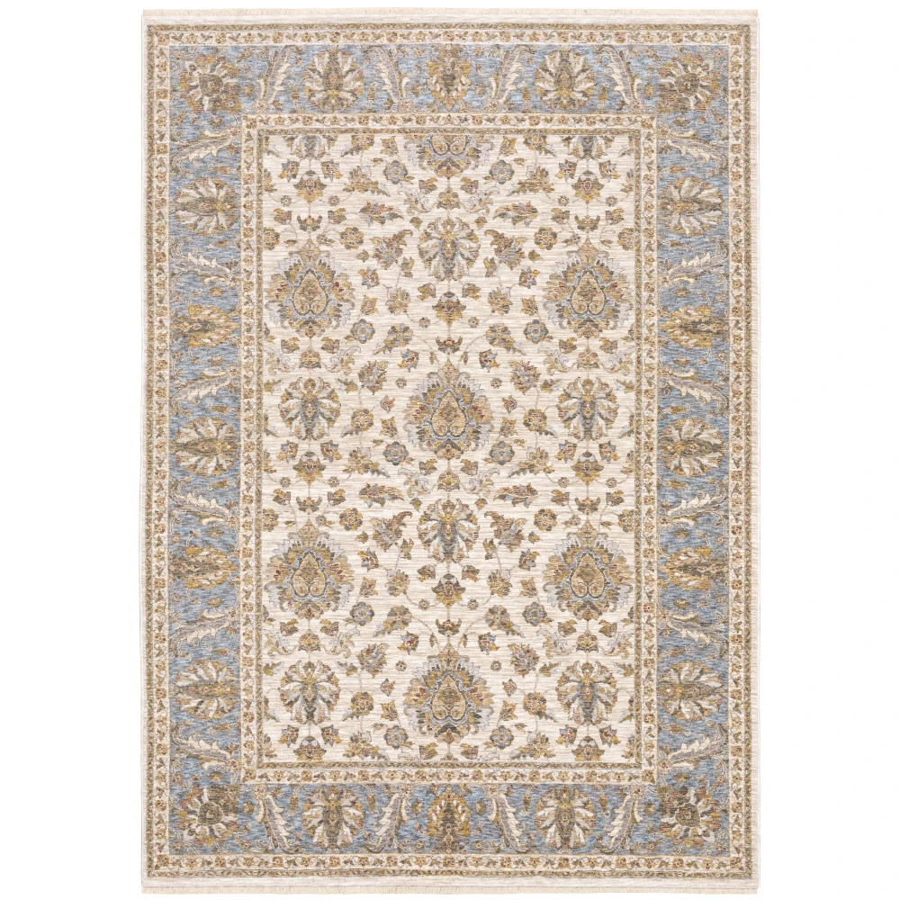Maharaja 5091Z Ivory/ Blue Indoor Area Rug - 2' x 3'
