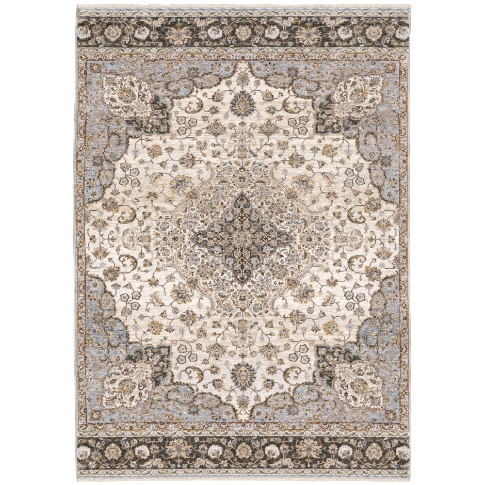 Maharaja 660J1 Ivory/ Blue Indoor Area Rug - 5'3