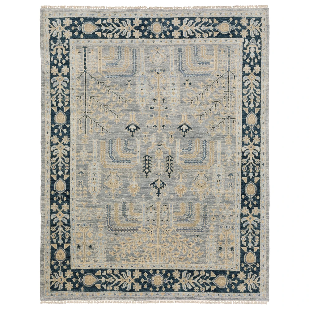Majorca MAJ04 Grey/ Blue Indoor Area Rug - 8' x 10'