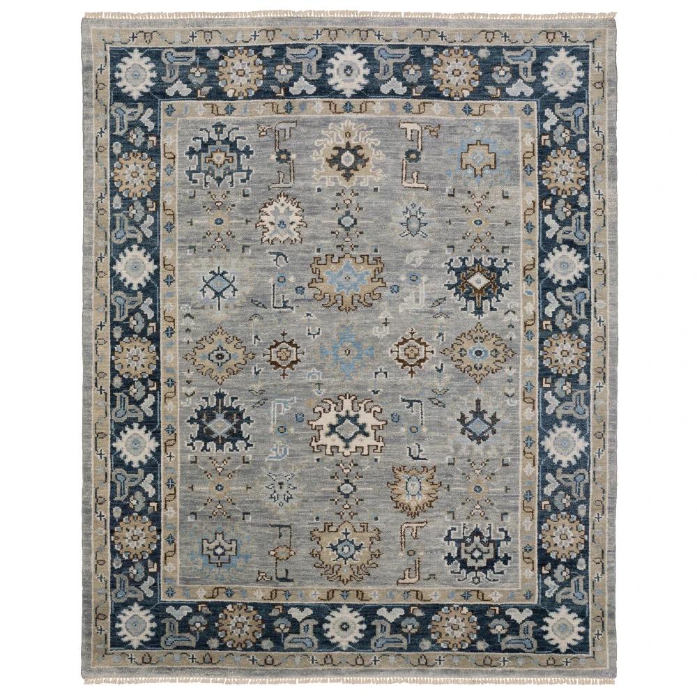 Majorca MAJ05 Grey/ Blue Indoor Area Rug - 8' x 10'