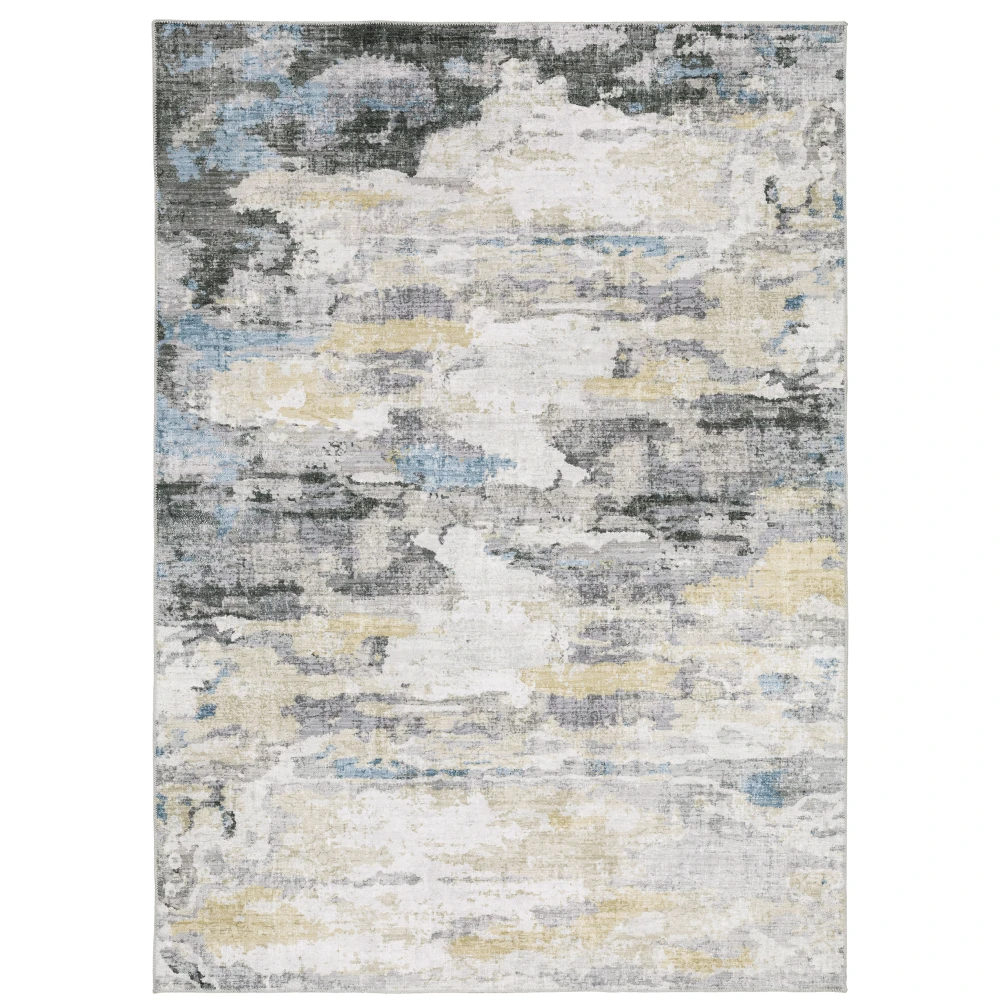 Malibu MAL01 Grey/ Blue Indoor Area Rug - 3'6