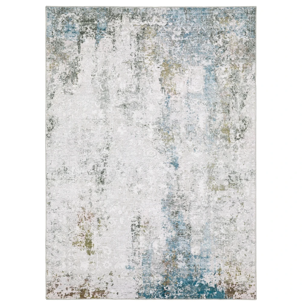 Malibu MAL06 Ivory/ Blue Indoor Area Rug - 5' x 7'