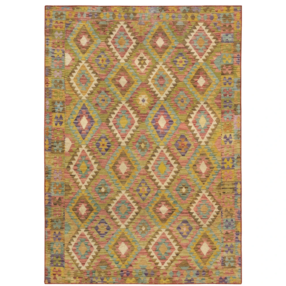Malibu MAL07 Gold/ Multi Indoor Area Rug - 5' x 7'