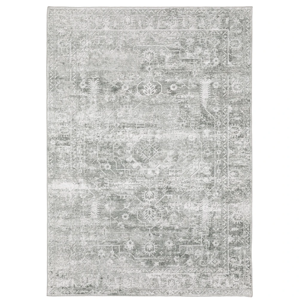 Malibu MAL08 Sage Green/ Grey Indoor Area Rug - 3'6
