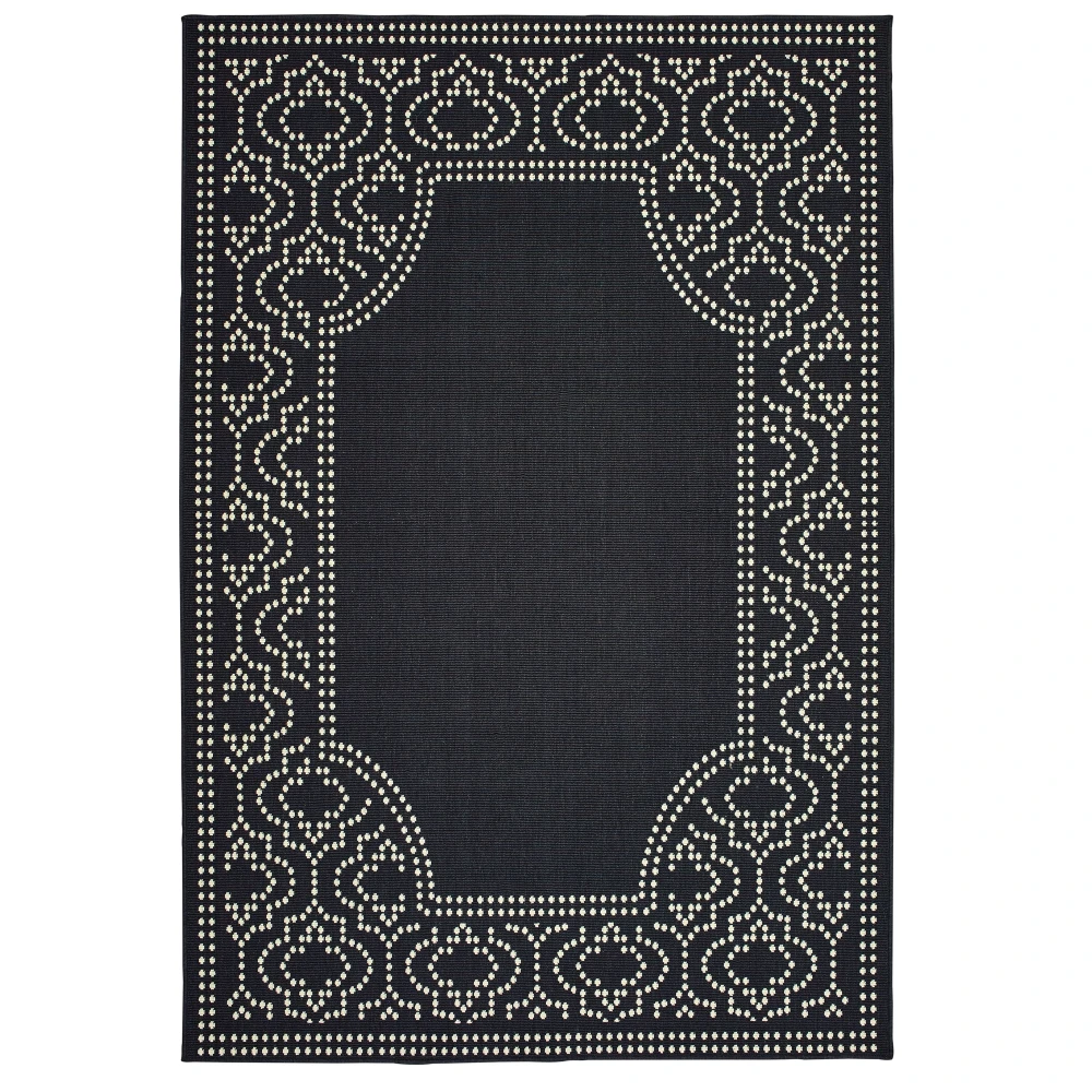 Marina 1247K Black/ Ivory Indoor/Outdoor Area Rug - 5'3