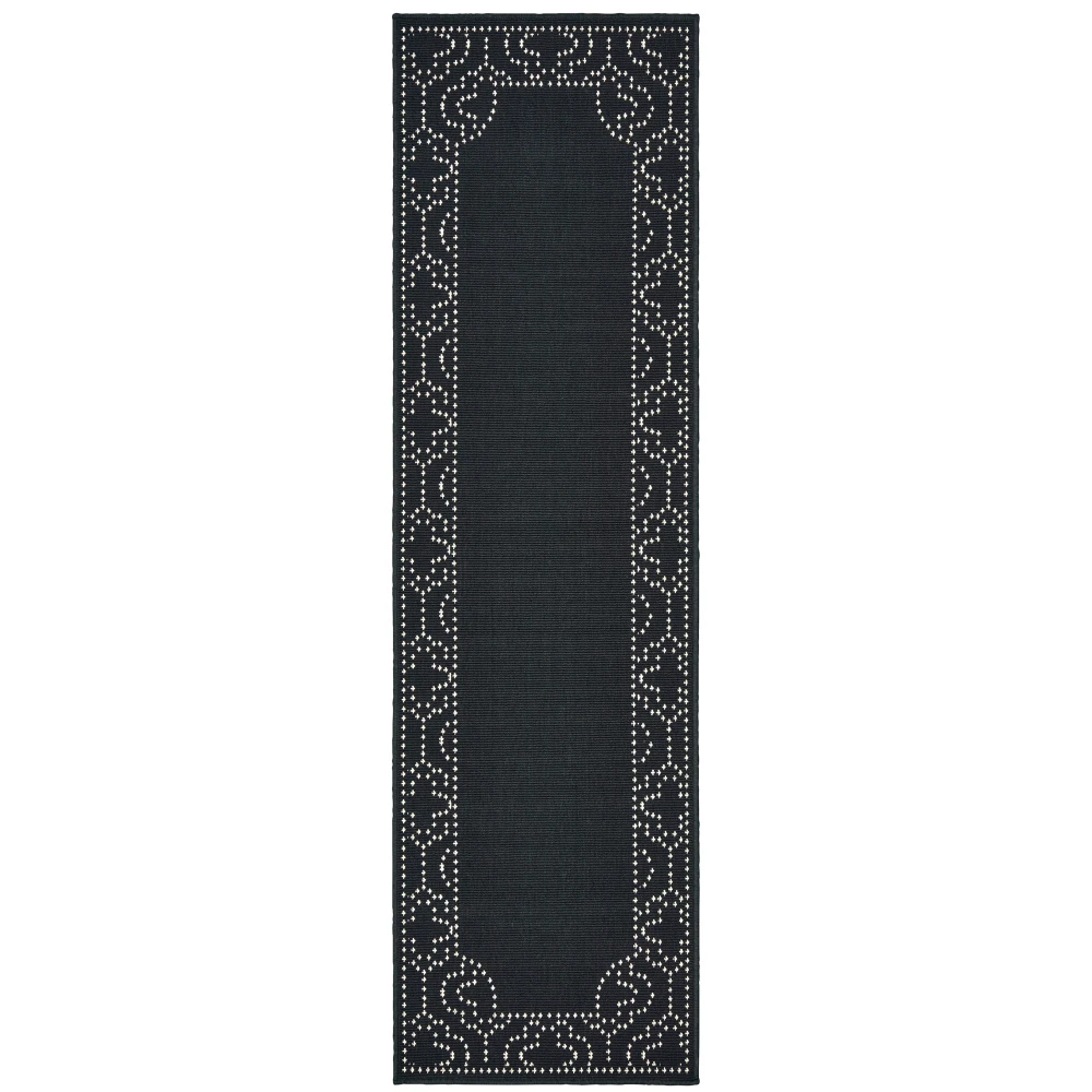 Marina 1247K Black/ Ivory Indoor/Outdoor Area Rug - 2'3