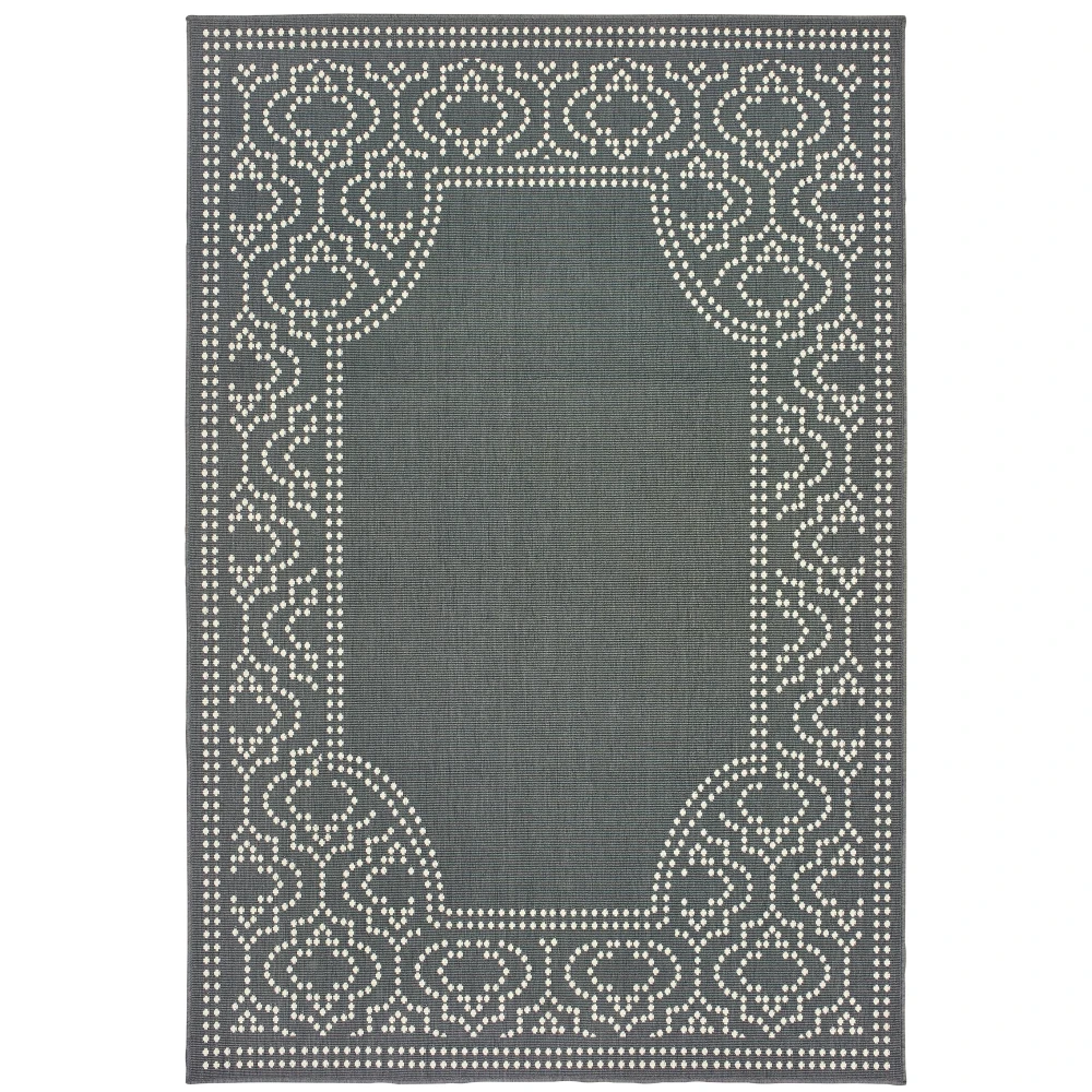 Marina 1247X Grey/ Ivory Indoor/Outdoor Area Rug - 1'9
