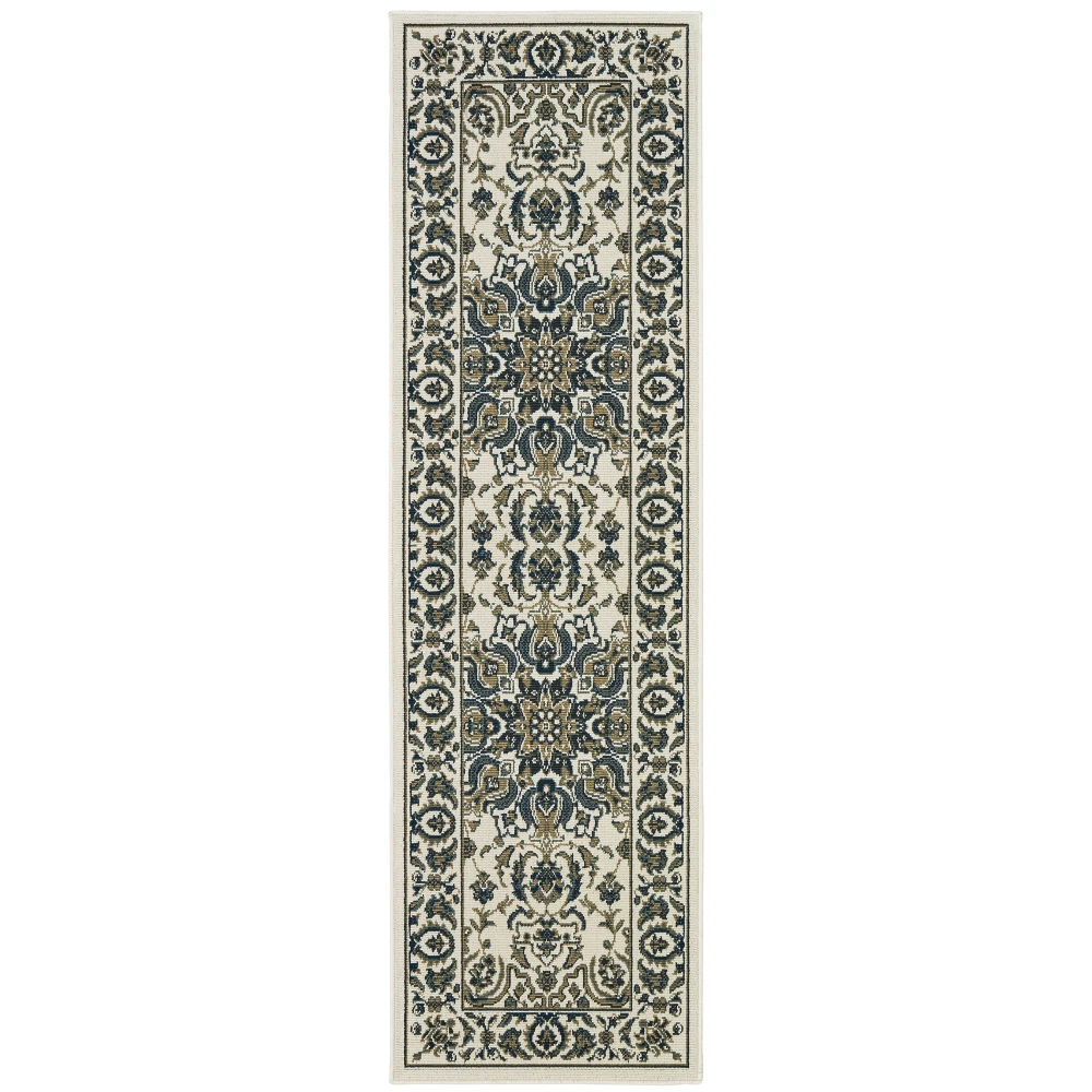 Marina 1248W Ivory/ Navy Indoor/Outdoor Area Rug - 2'3