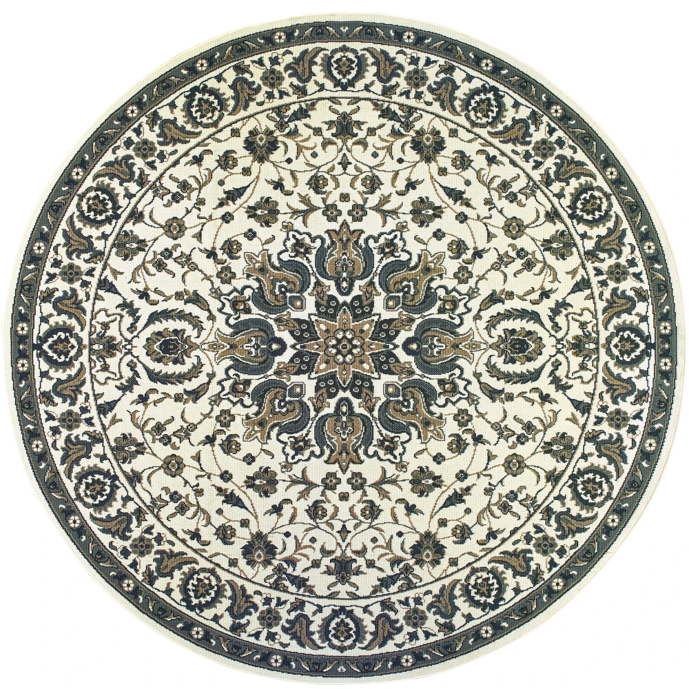 Marina 1248W Ivory/ Navy Indoor/Outdoor Area Rug - 7'10