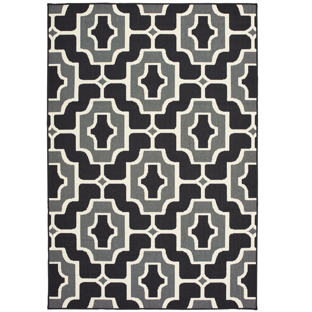 Marina 1491Z Black/ Grey Indoor/Outdoor Area Rug - 7'10
