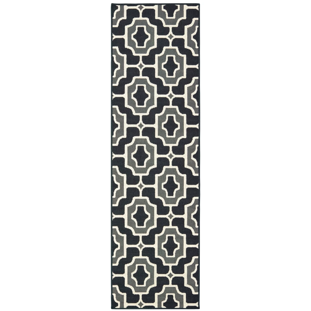 Marina 1491Z Black/ Grey Indoor/Outdoor Area Rug - 2'3