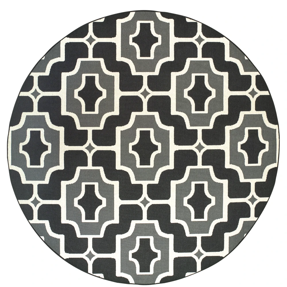 Marina 1491Z Black/ Grey Indoor/Outdoor Area Rug - 7'10