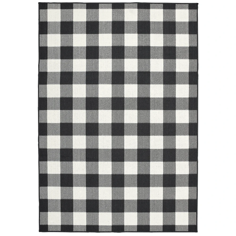 Marina 1932K Black/ Ivory Indoor/Outdoor Area Rug - 8'6