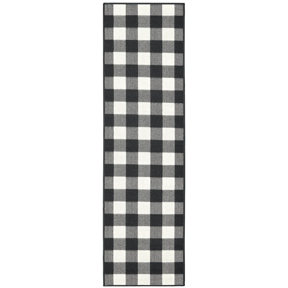 Marina 1932K Black/ Ivory Indoor/Outdoor Area Rug - 2'3
