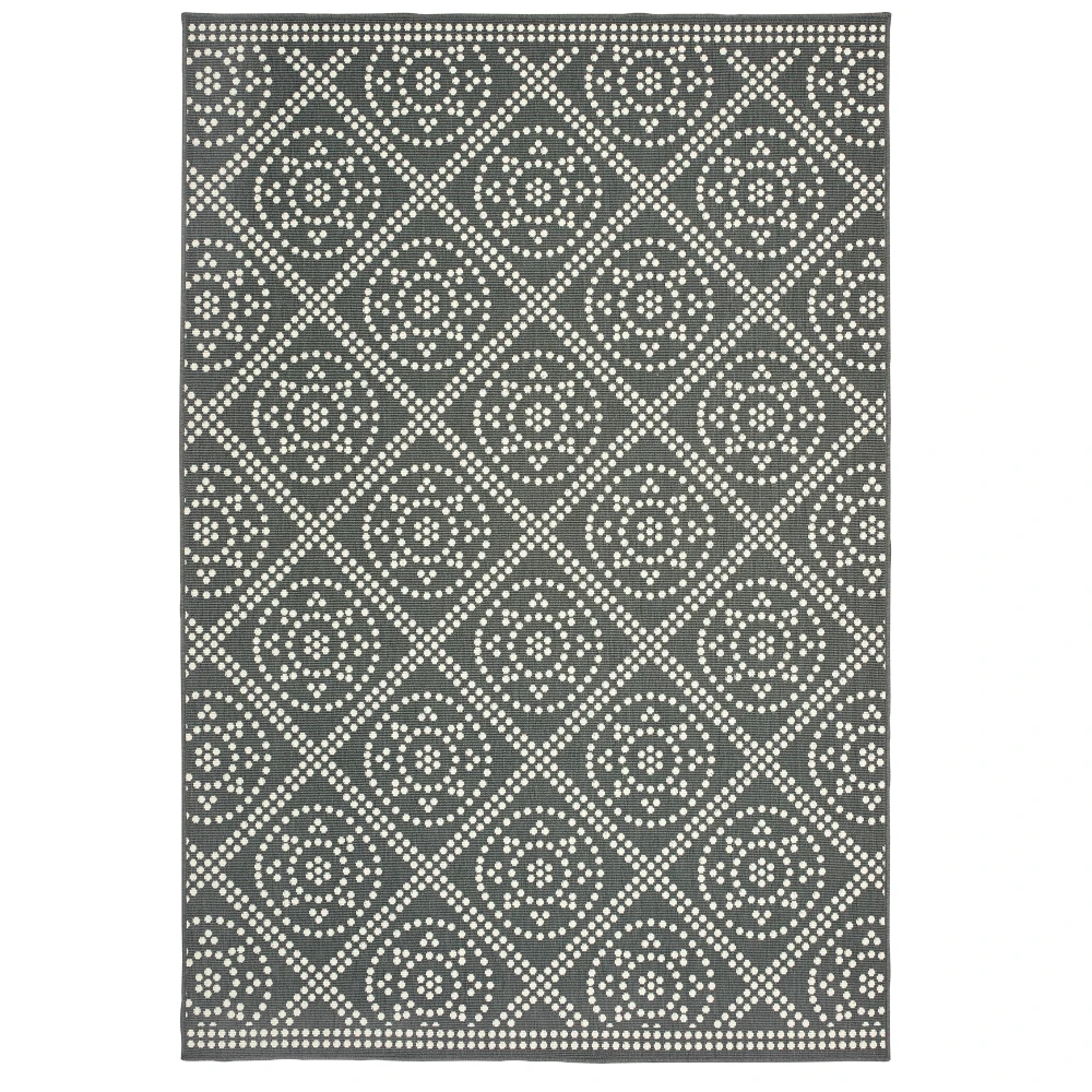 Marina 3969L Grey/ Ivory Indoor/Outdoor Area Rug - 1'9