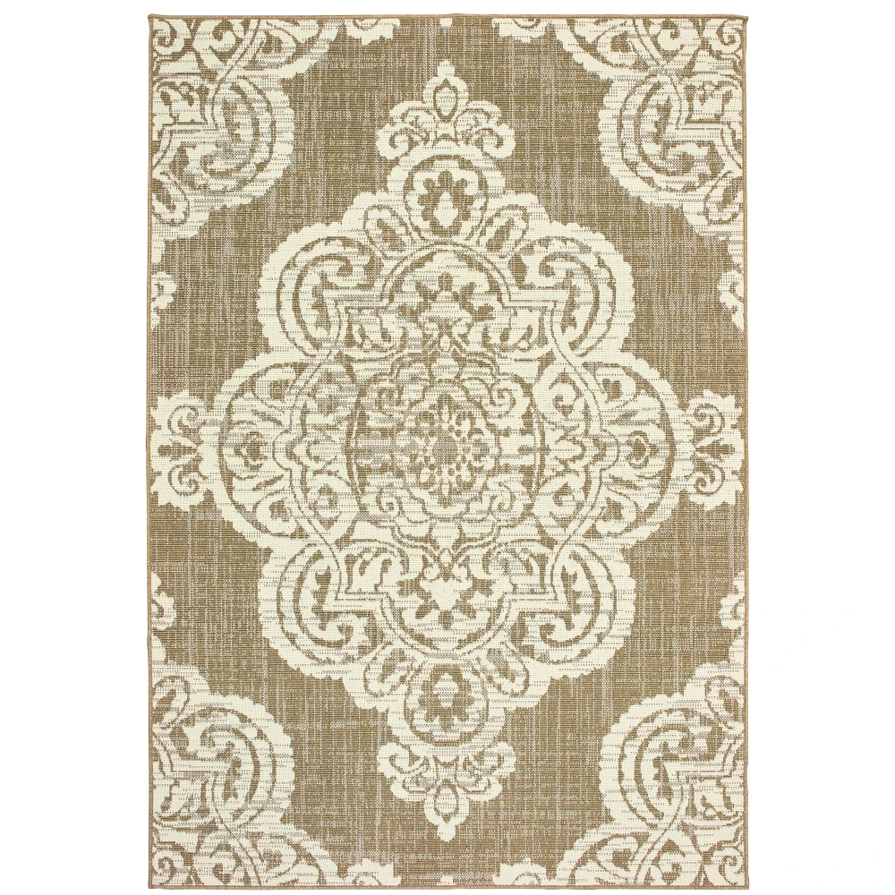 Marina 5929J Tan/ Ivory Indoor/Outdoor Area Rug - 8'6
