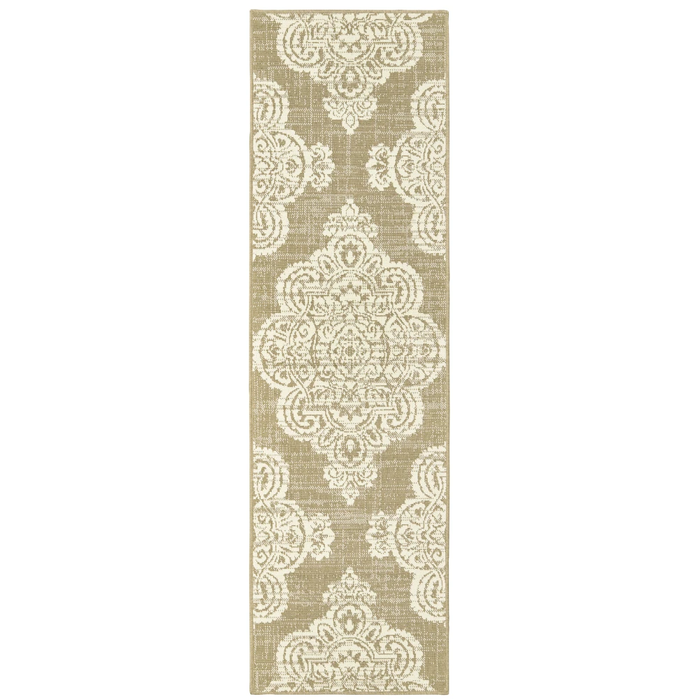 Marina 5929J Tan/ Ivory Indoor/Outdoor Area Rug - 2'3