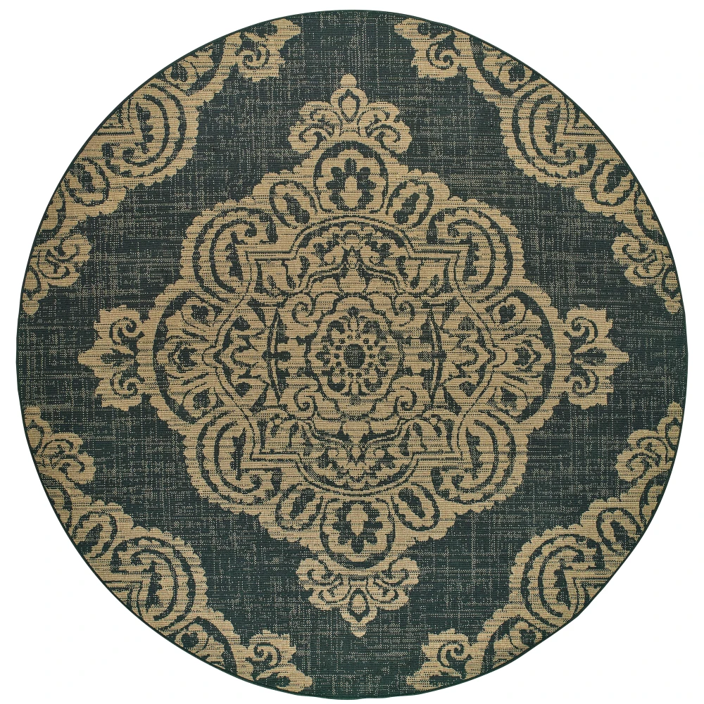 Marina 5929K Black/ Tan Indoor/Outdoor Area Rug - 7'10