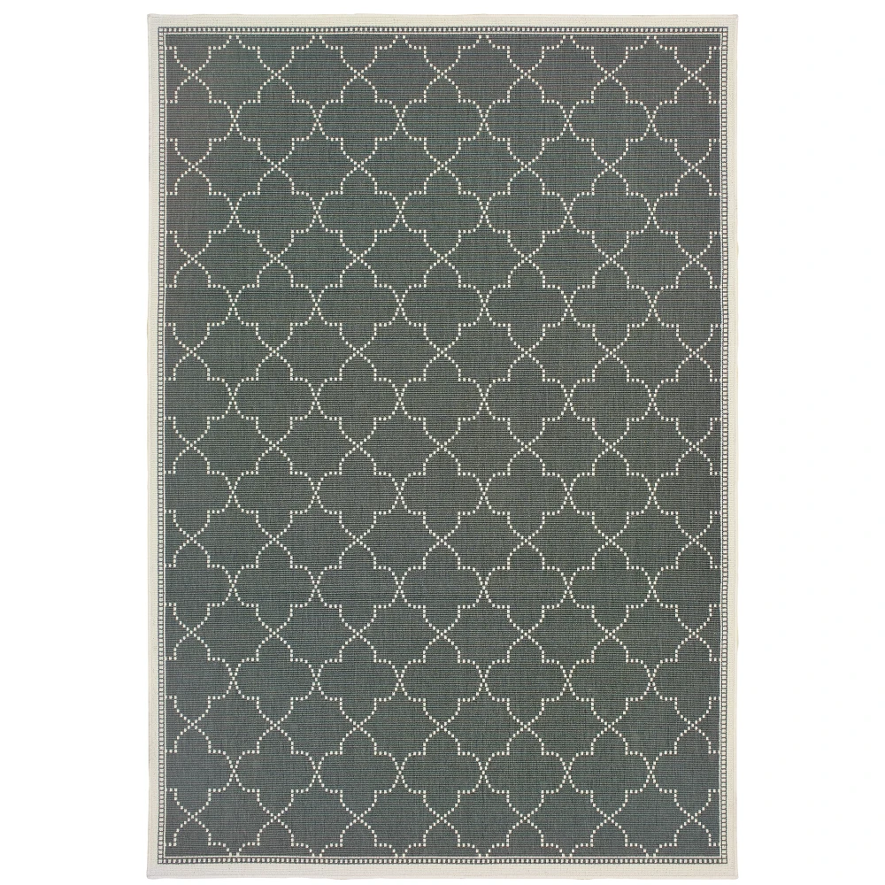 Marina 6025L Grey/ Ivory Indoor/Outdoor Area Rug - 6'7