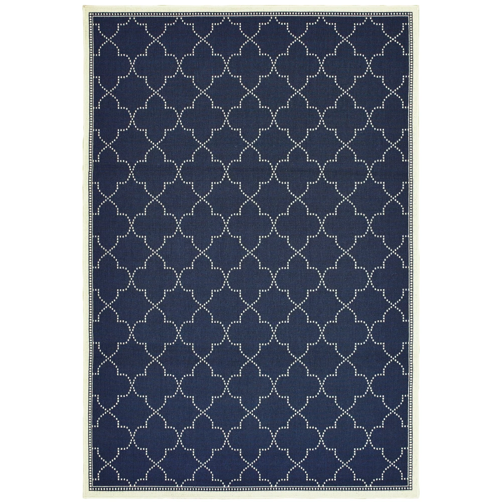 Marina 6025P Navy/ Ivory Indoor/Outdoor Area Rug - 2'5