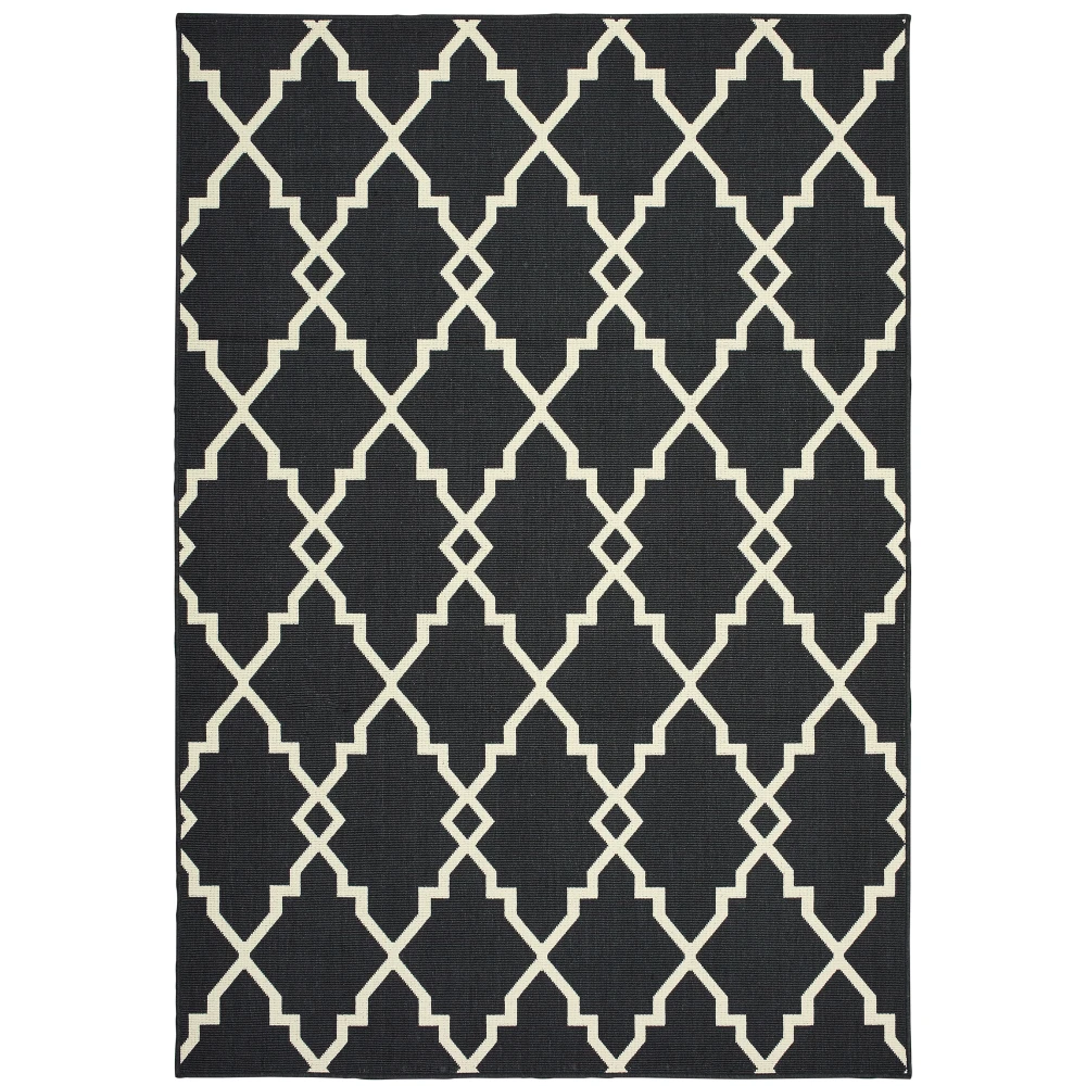Marina 7763K Black/ Ivory Indoor/Outdoor Area Rug - 6'7