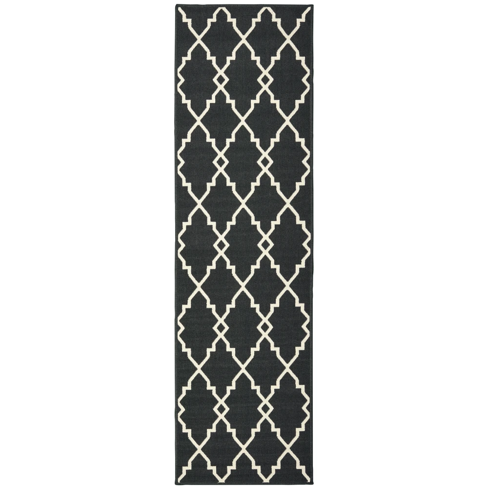 Marina 7763K Black/ Ivory Indoor/Outdoor Area Rug - 2'3