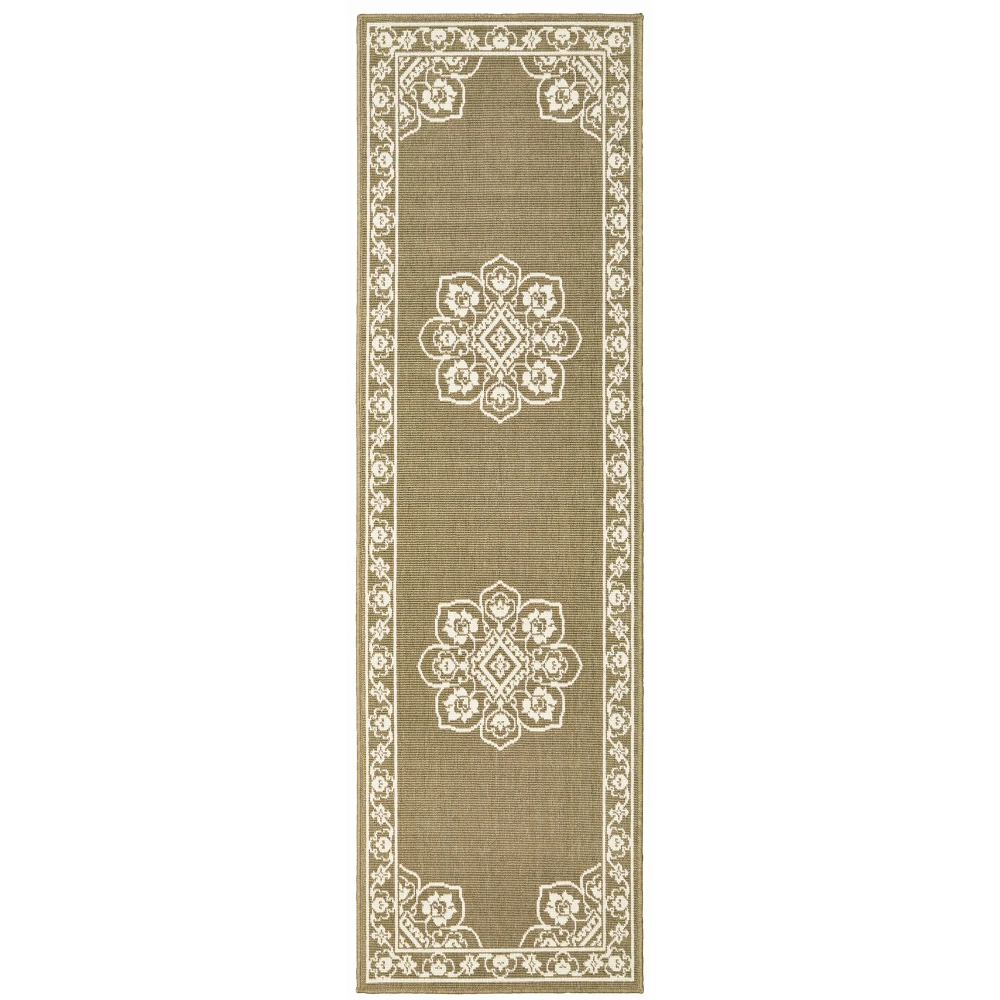 Marina 7764J Tan/ Ivory Indoor/Outdoor Area Rug - 2'3