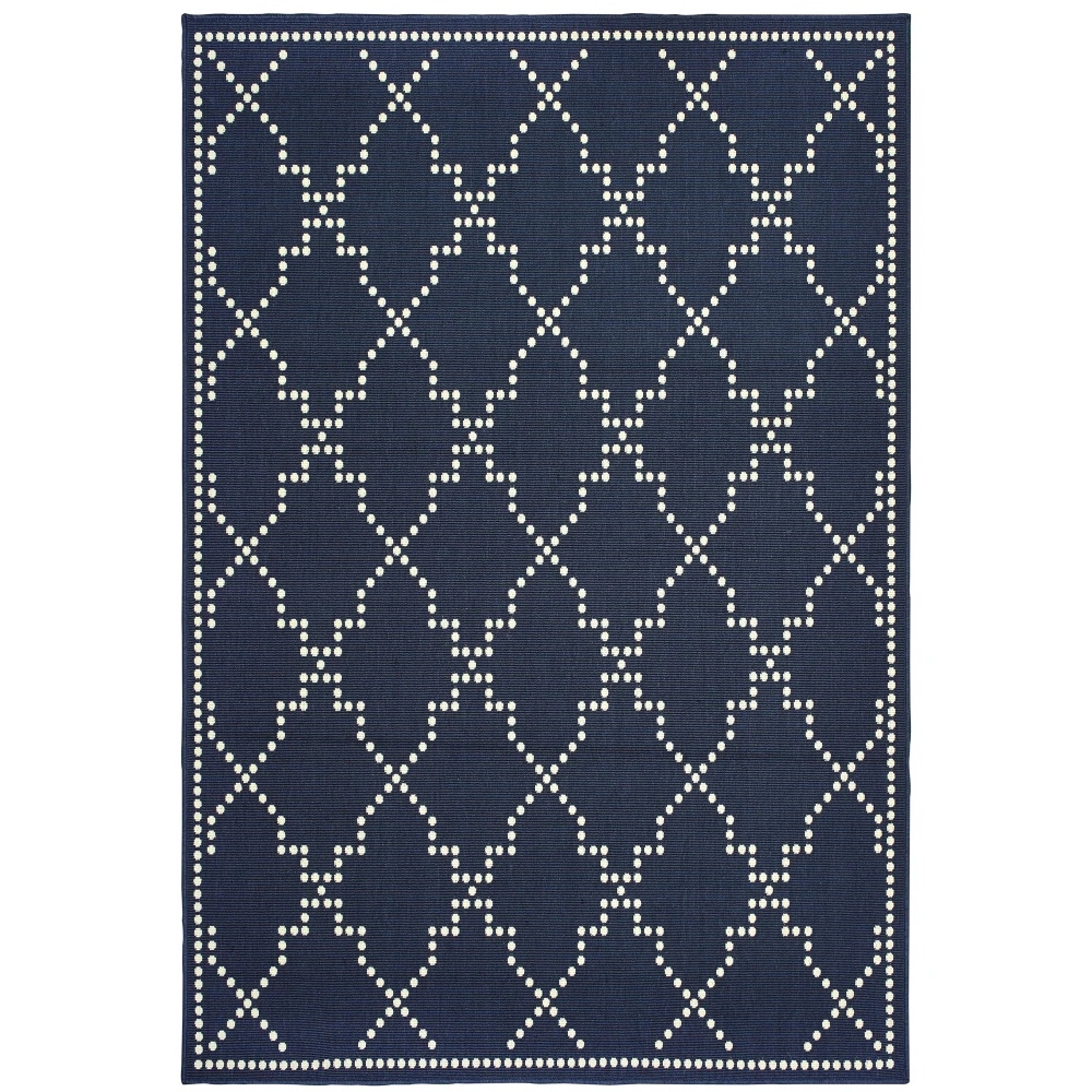 Marina 7765B Navy/ Ivory Indoor/Outdoor Area Rug - 8'6