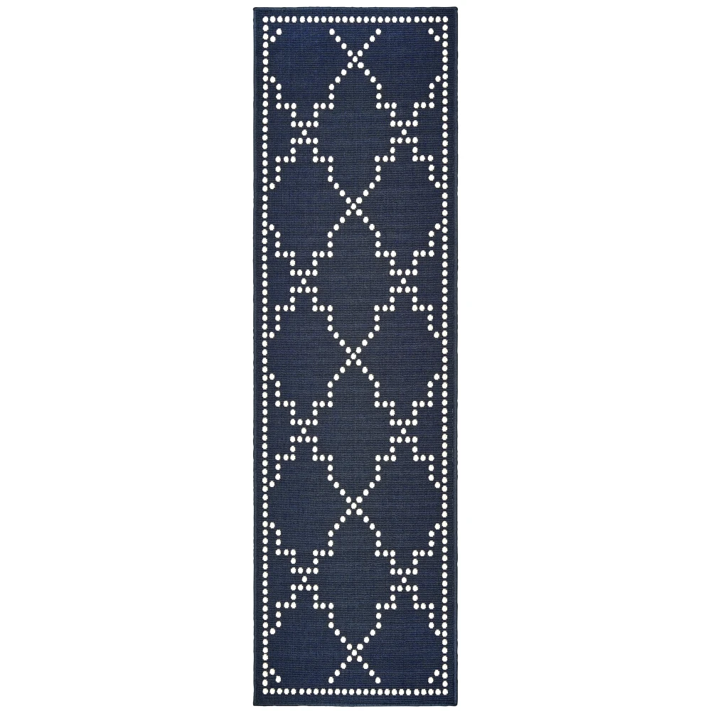 Marina 7765B Navy/ Ivory Indoor/Outdoor Area Rug - 2'3