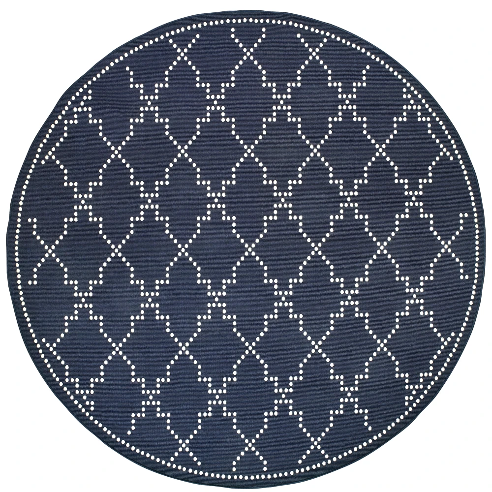 Marina 7765B Navy/ Ivory Indoor/Outdoor Area Rug - 7'10