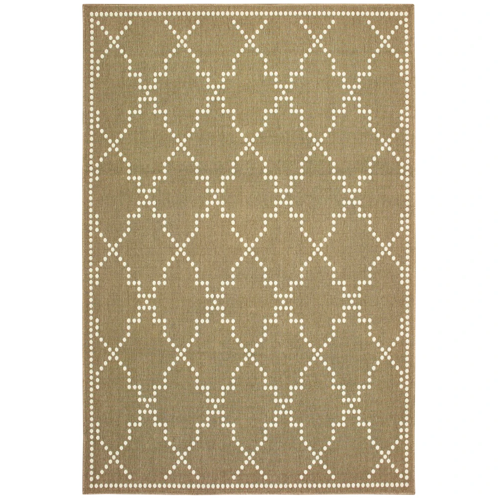 Marina 7765Y Tan/ Ivory Indoor/Outdoor Area Rug - 1'9