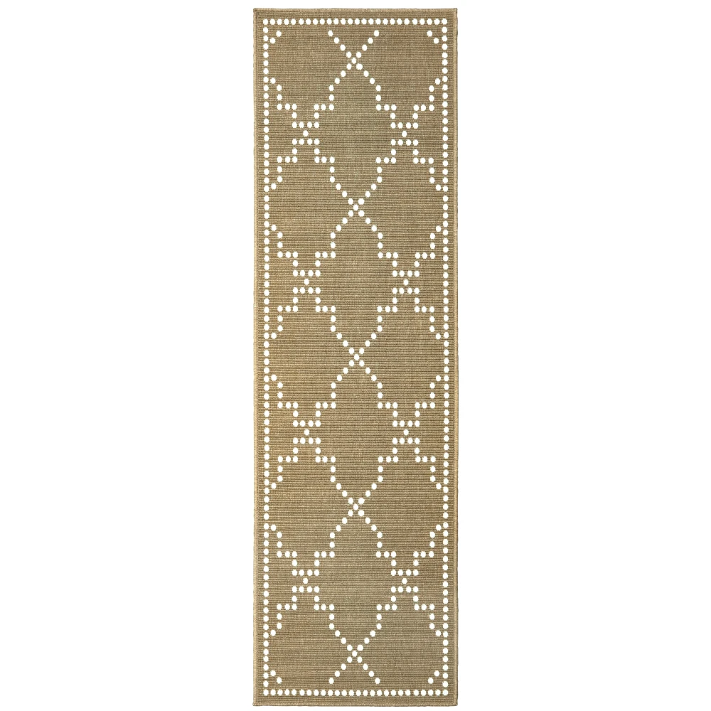 Marina 7765Y Tan/ Ivory Indoor/Outdoor Area Rug - 2'3