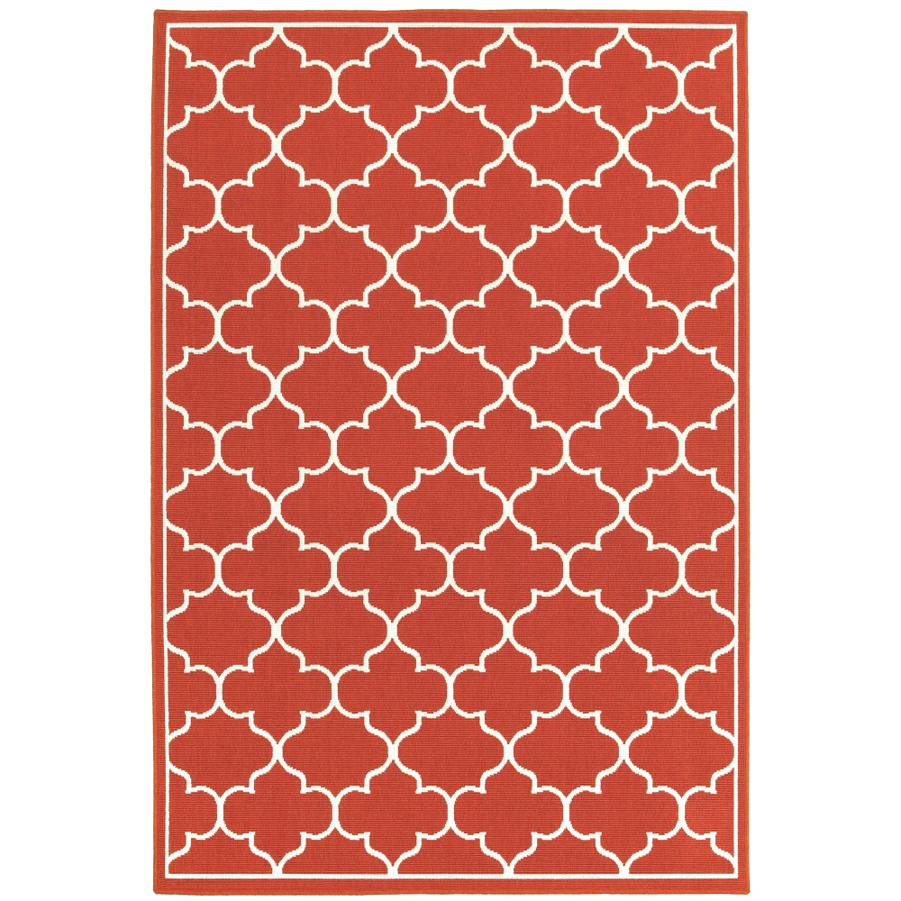 Meridian 1295R Red/ Ivory Indoor/Outdoor Area Rug - 8'6