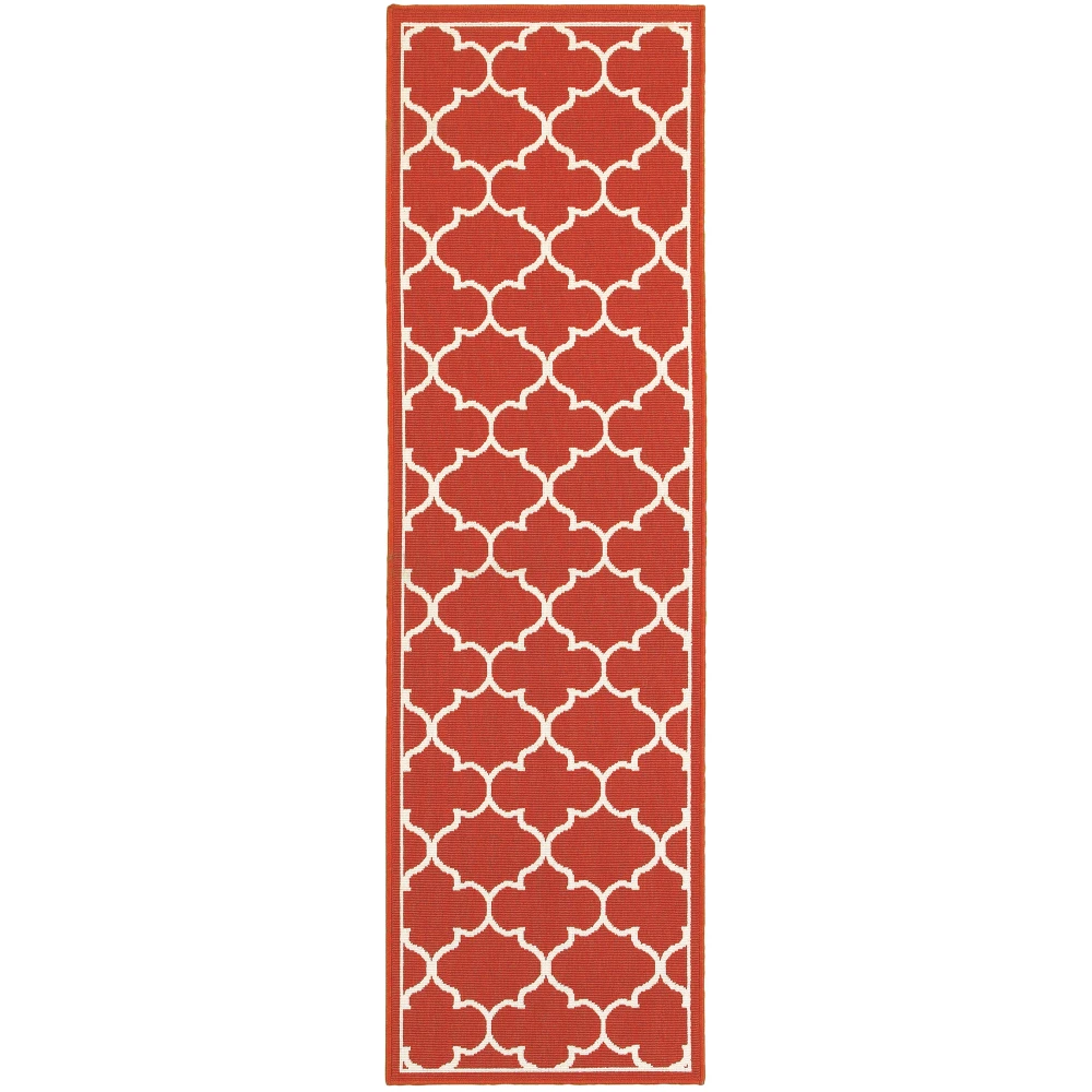Meridian 1295R Red/ Ivory Indoor/Outdoor Area Rug - 2'3
