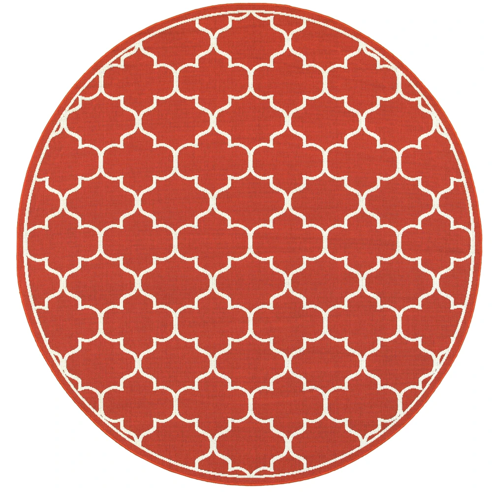 Meridian 1295R Red/ Ivory Indoor/Outdoor Area Rug - 7'10